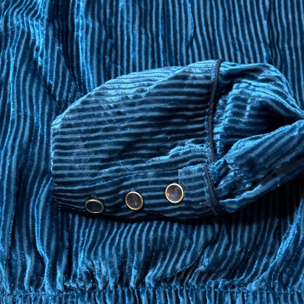 Women’s Free People Velvet Teal Aspen Nights Striped Cropped Blouse Size Large - Picture 9 of 9